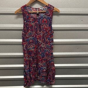 Splendid Women’s Sleeveless Paisley Floral Mini Dress Size Medium Festival Color